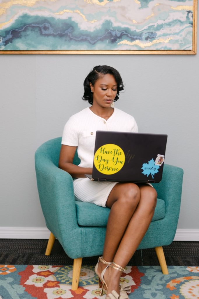 Wansley Harrison working at a desk